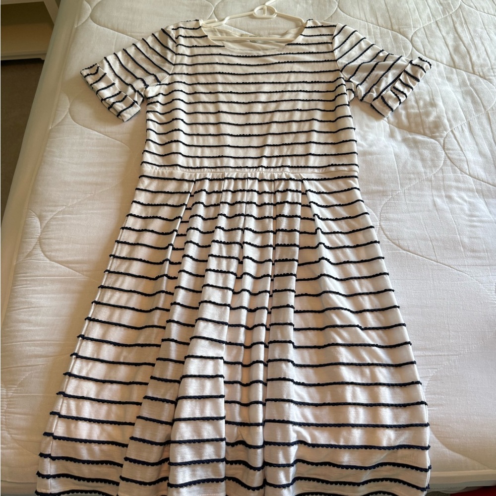 J. Crew Black and White Ruffled Smocked Sundress
